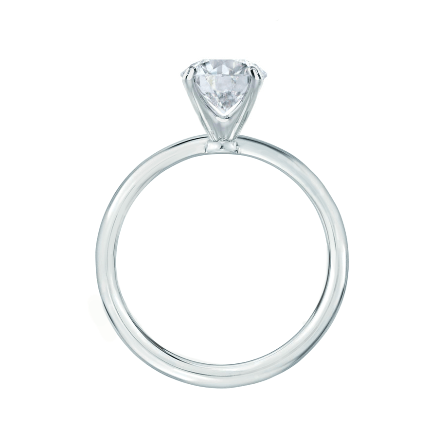 Side profile of LILY platinum 950 petite channel set engagement ring, round cut lab diamond solitaire