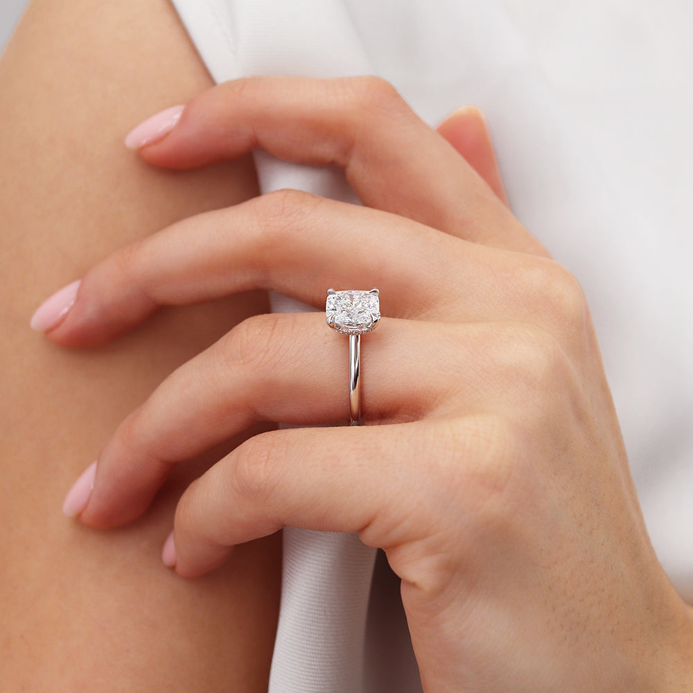 Lifestyle hand shot, showcasing the ring’s minimal elegance and timeless charm.
