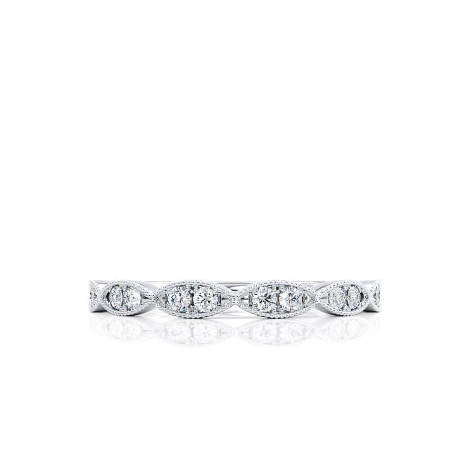 Front flat-lay of the chevron diamond band, highlighting its clean silhouette and symmetry.