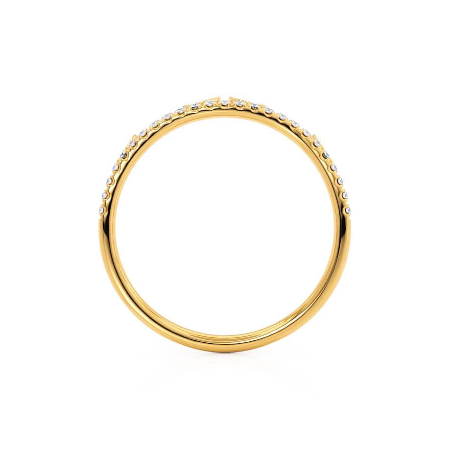 High-polish plain yellow gold ring with a minimalist rounded shape.
