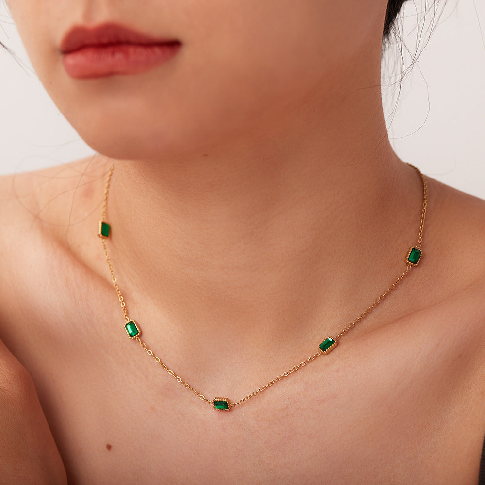 14K Gold zircon Necklace