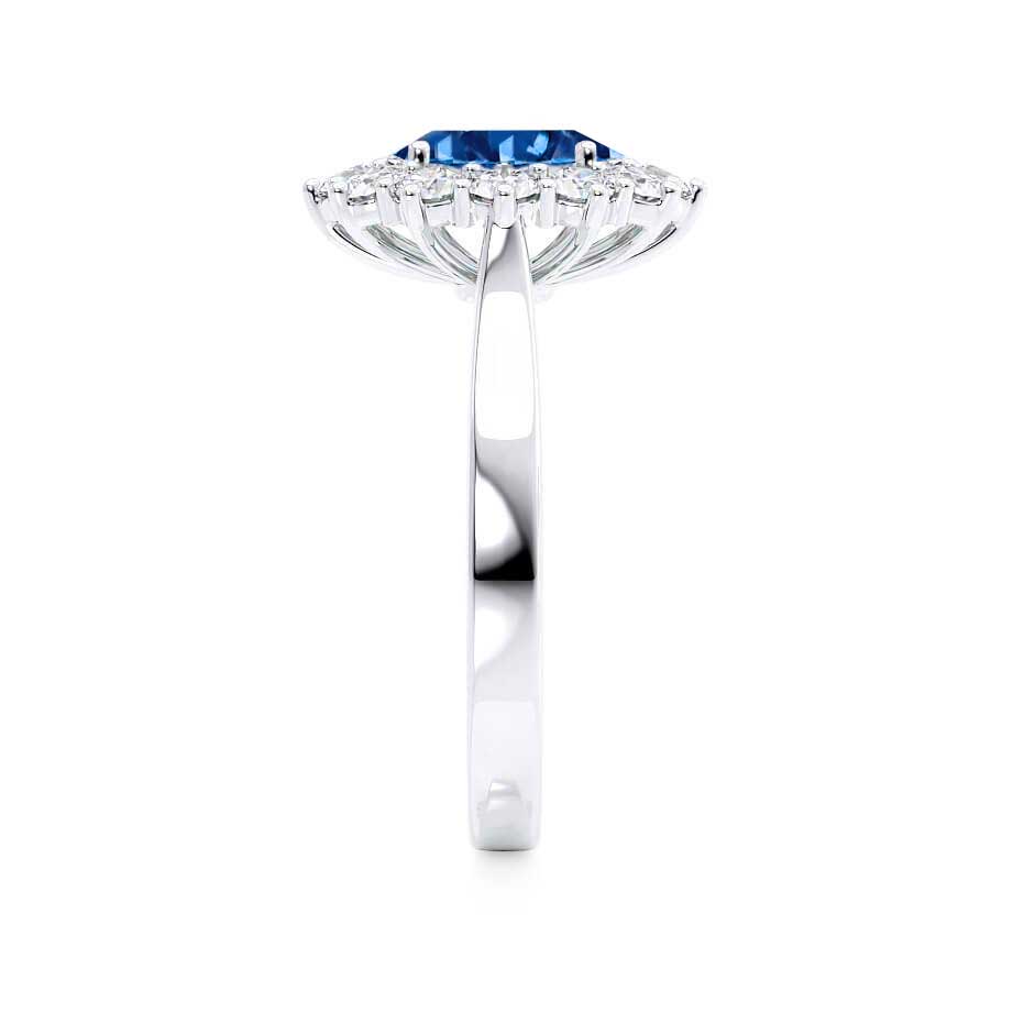 Side view – Highlights the elevated setting and intricate halo craftsmanship from a profile perspective.
