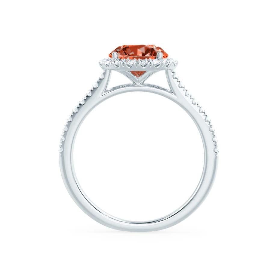 Side profile revealing the elevated setting and pavé details that enhance the ring’s refined silhouette.