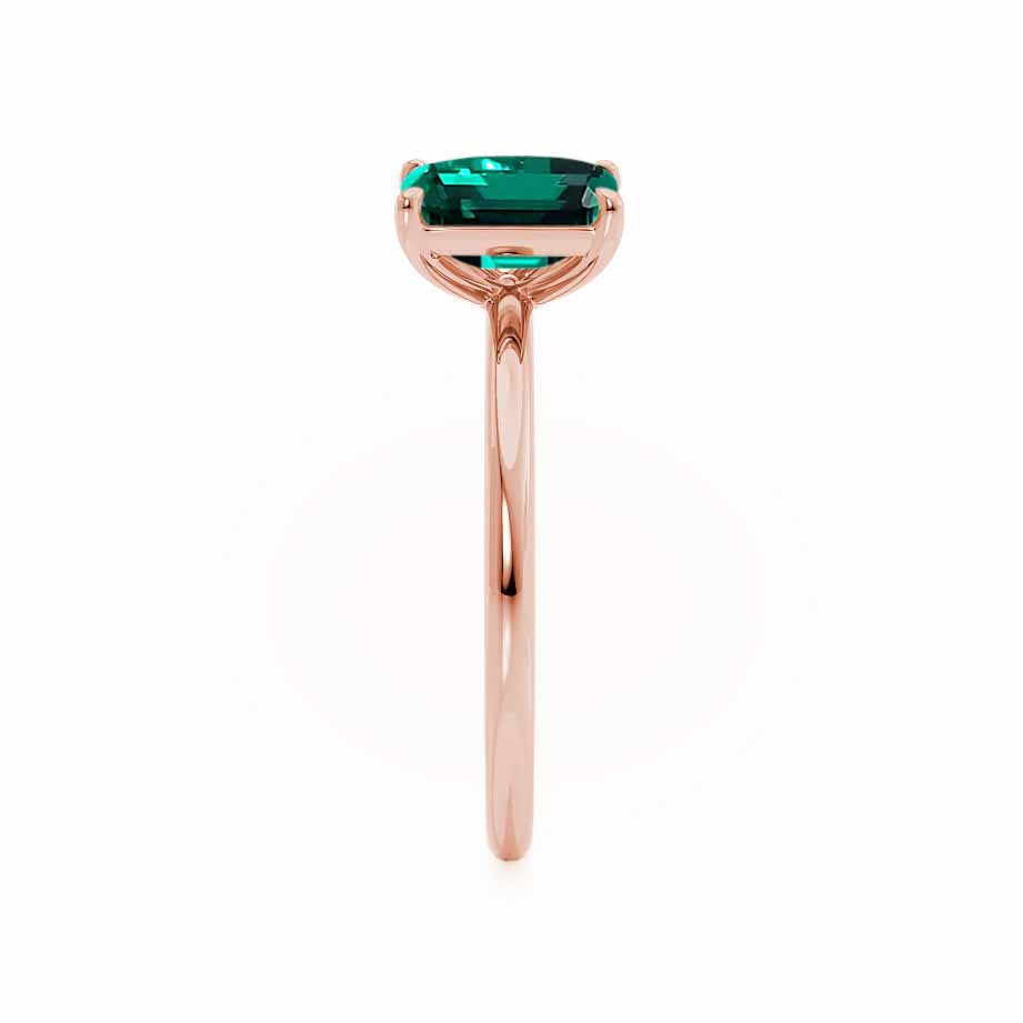 Side view – Highlights the elegant elevation and basket design in rose gold from a profile angle.