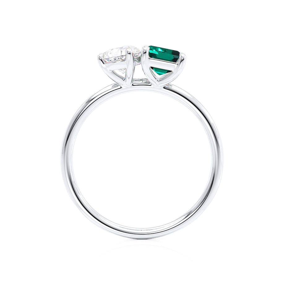 Top view – Shows the balanced geometry of the two center stones, highlighting their perfect alignment and complementary contrast.