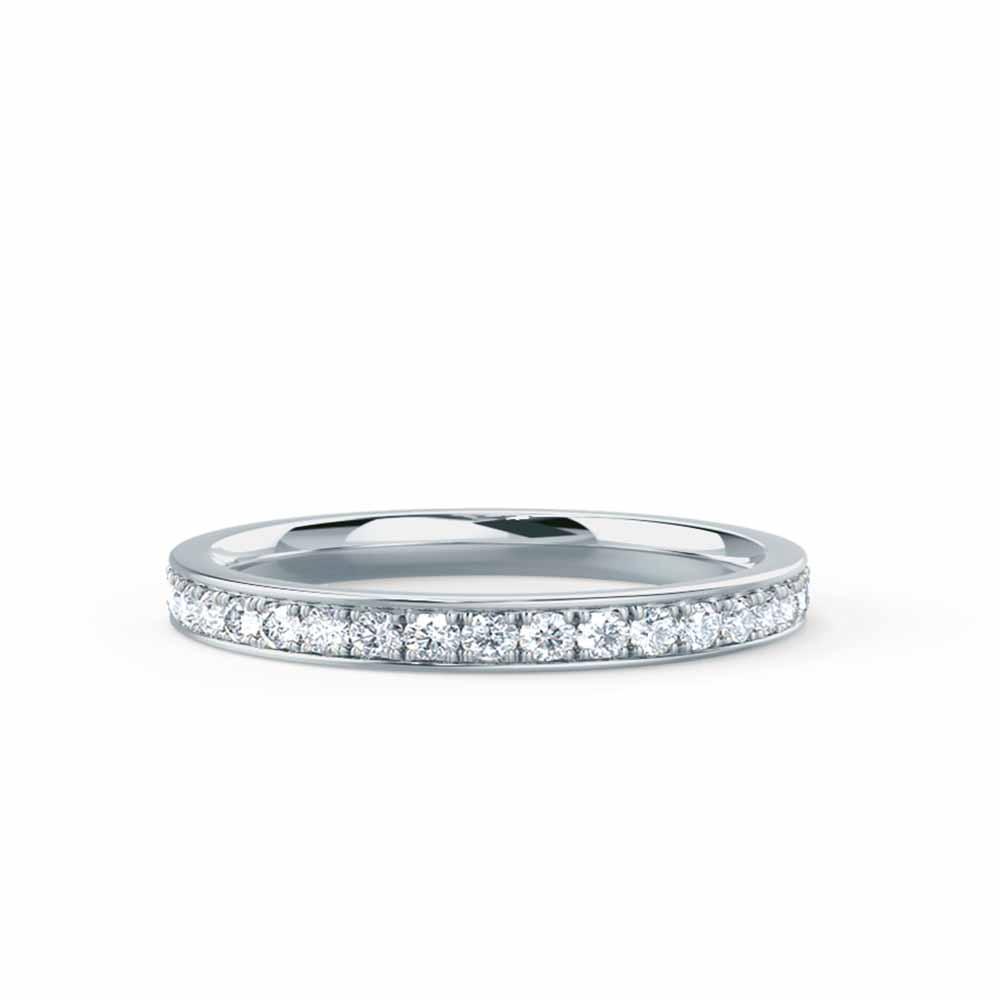 Classic shared prong white gold diamond band, timeless and sparkling from every angle.