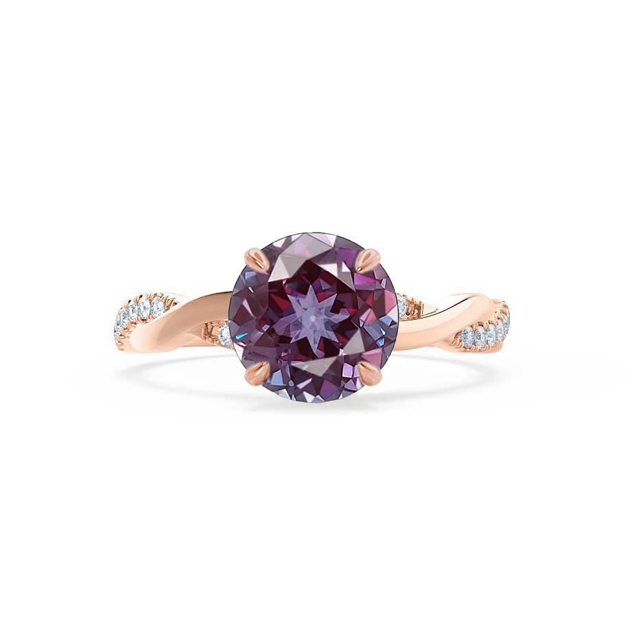 Opposite side view showing the elevated prong setting and intricate diamond accents.