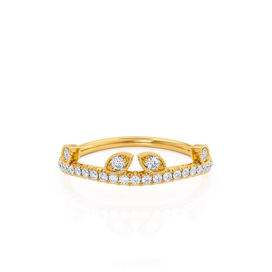 Angled view of the vertical bar-set ring, displaying the diamonds’ clean layout.